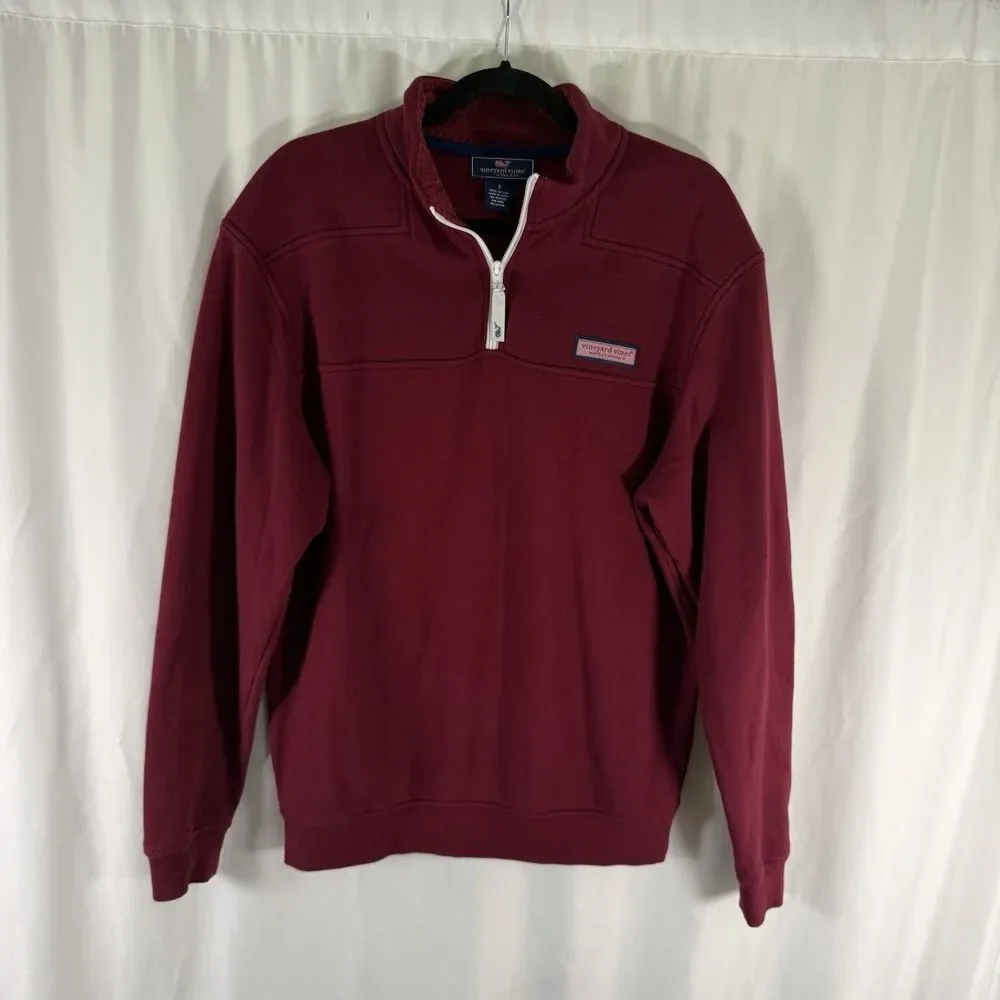 Vineyard Vines Sweater Men's Small Red 1/4 Zip Pullover 100% Cotton